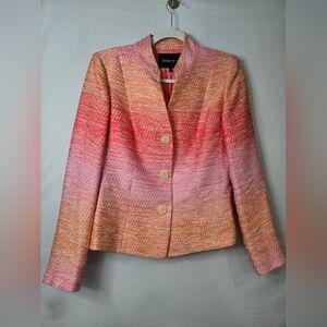 Lafayette 148 New York Women's Vibrant Pink and Orange Blazer Size 4